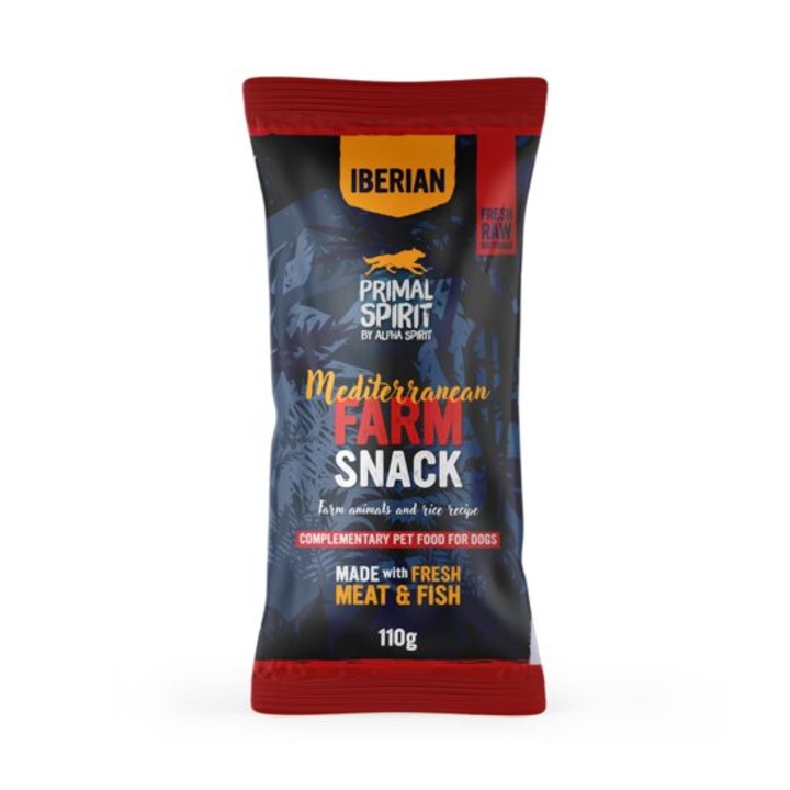 Snack pentru caine Mediterranean, Primal Spirit, cu pui si porc, 110 g