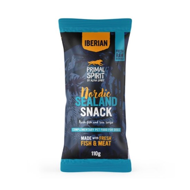 Snack pentru caine Nordic Sealand, Primal Spirit, cu pui si peste, 110 g