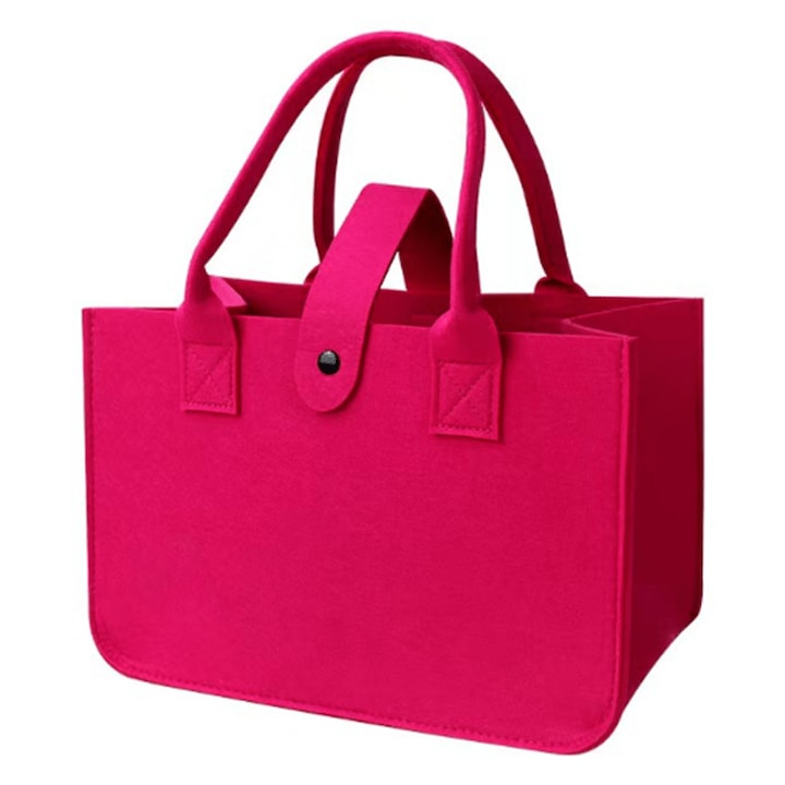 Филцова торбичка за съхранение с дръжки, розова, 30x20x18см