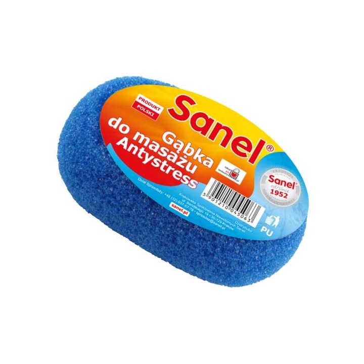 Sanel fürdőszivacs, ovális, stresszoldó, többszínű, 13x8x3,5cm