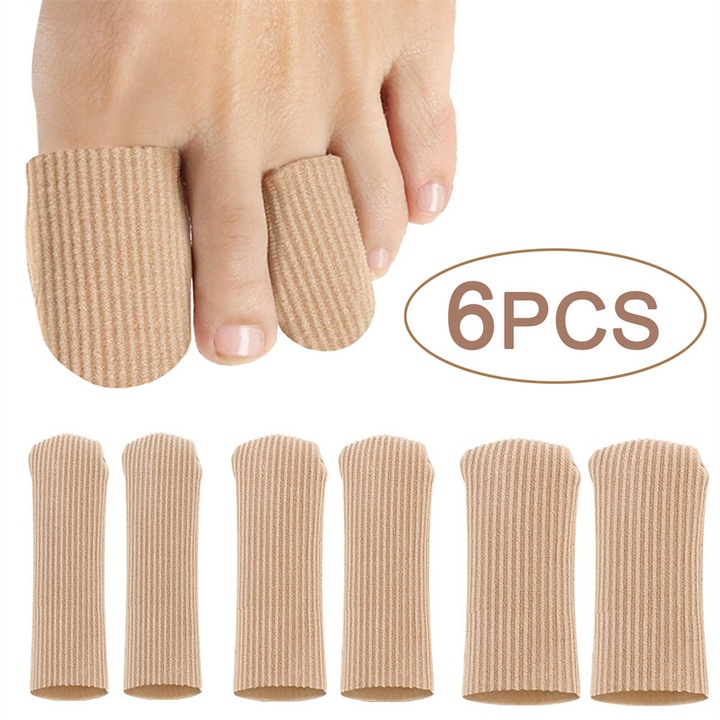 Set 6 bucati protectii pentru degete cu gel, sunvo, pentru bataturi, calusuri, unghii incarnate, culoare alba, dimensiuni variate