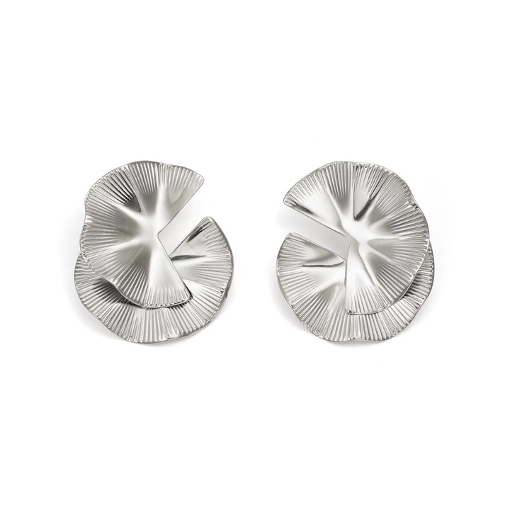 Обеци, с форма на облак, титаниева стомана, сребрист цвят