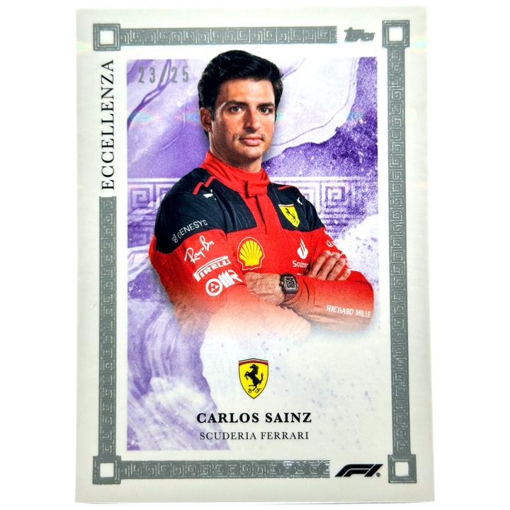 Cartonas de Formula 1 Topps Carlos Sainz 2023 Topps Formula 1 Eccellenza - PURPLE 23 din 25 Ferrari