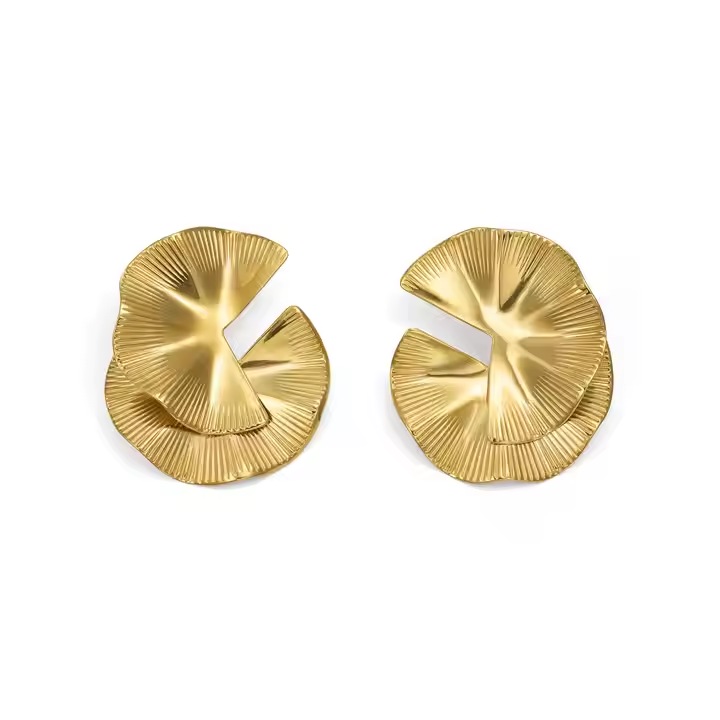 Обеци с форма на облак, позлатена титаниева стомана