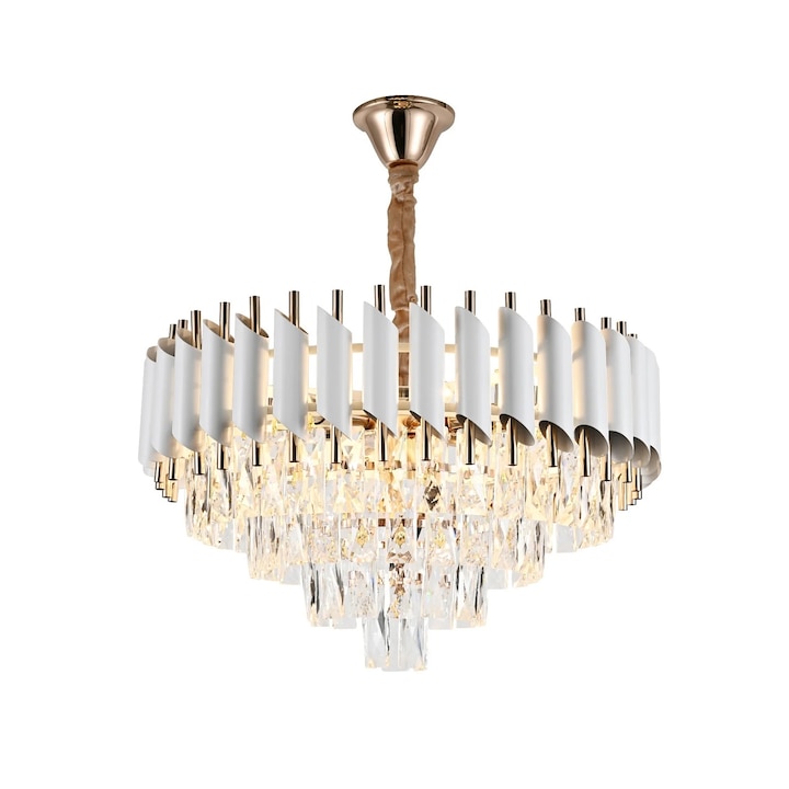 RFAN полилей, модел S9001/400, кристална текстура, метал, 4 x E27, бяло/злато