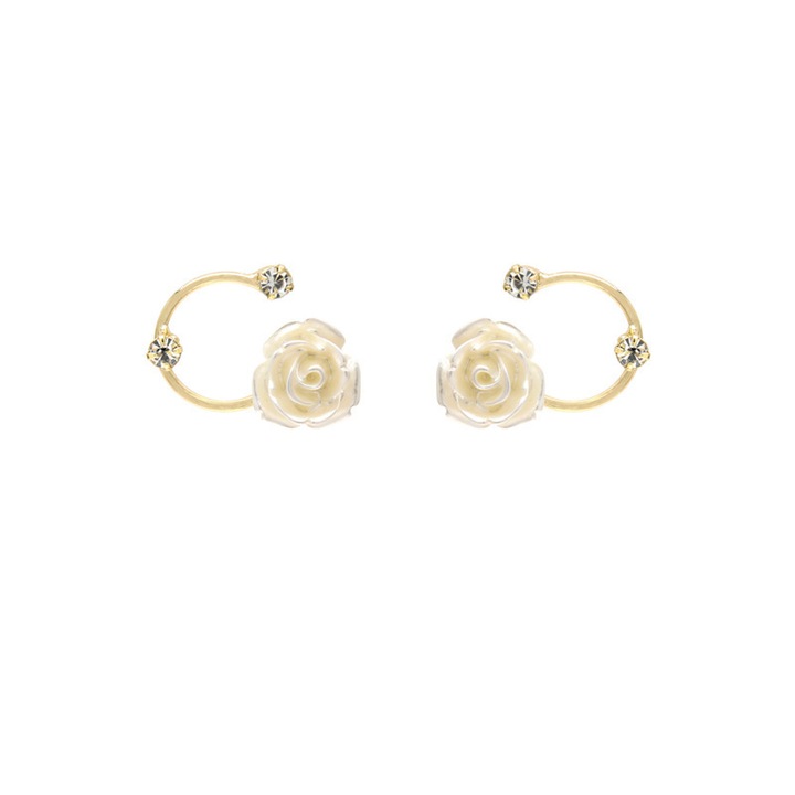 Cercei, Versailles Rose, argint S925, cu diamante, alb