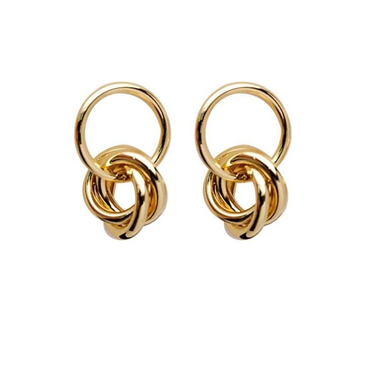 Cercei, design metalic, aurii, model mimnimalist