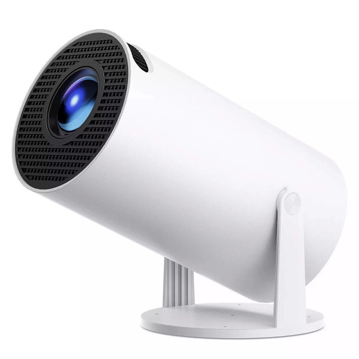 Преносим видео проектор ANTCOOL 6000 лумена, Android 11, Wi-Fi 6, BT 5.0, HD 1280x720 (4K поддръжка), HDMI, USB, Android/iOS Mirroring, бял