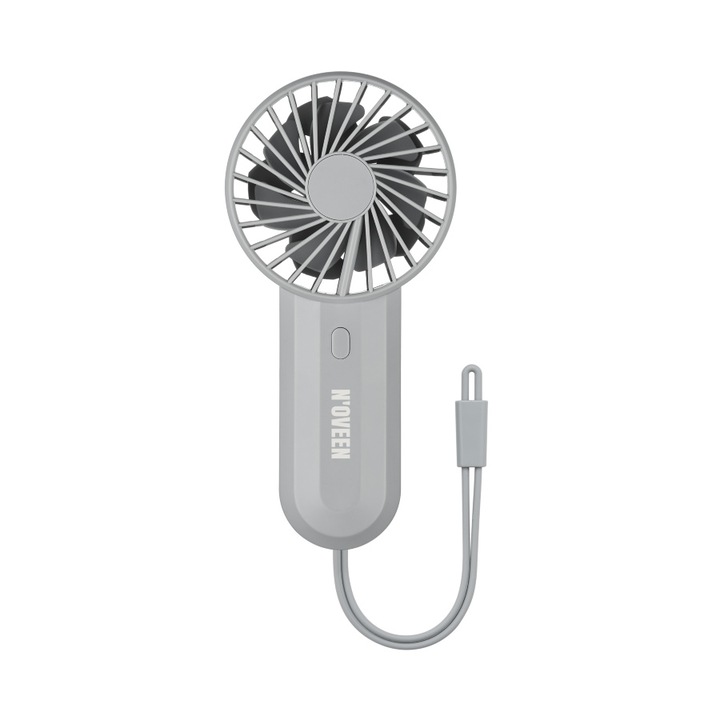 Noveen F220 USB újratölthető hordozható ventilátor, 3 sebességes üzemmód, dupla motor, szürke