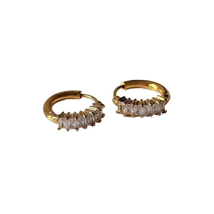 Cercei minimalisti din zirconiu, otel inoxidabil aurit, bijuterii dama, auriu