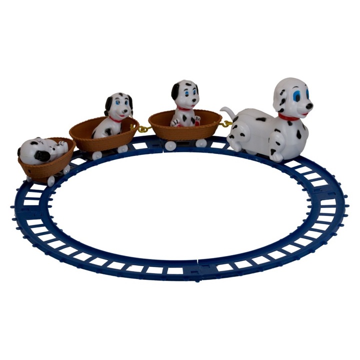 Set trenulet, OnemisFlot, 4 cățeluși, 6 sine, multicolor