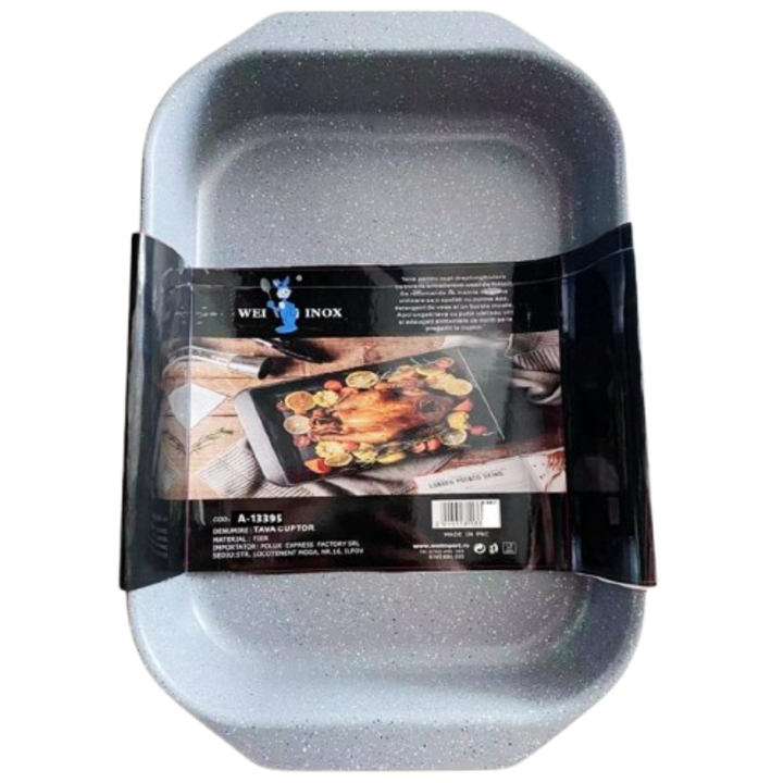 Téglalap alakú sütőtálca, fém, 40x26x6 cm