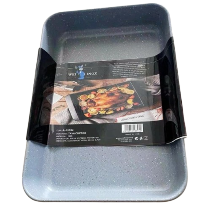 Téglalap alakú sütőtálca, fém, 36x26x6 cm