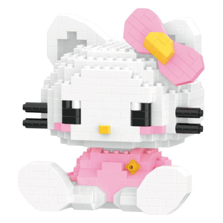 Hello Kitty Innovium™ építőkészlet, prémium készlet 396 darabbal, valósághű Kitty-modell, kiváló minőségű ABS anyag, 16,5 × 4,5 × 11,5 CM, 100 grammos oktatójáték gyerekeknek és felnőtteknek