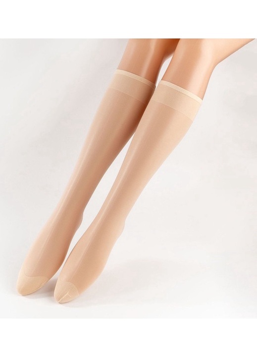 Set 6 perechi de sosete dama, Varf intarit, Nylon, scurte 3/4, nude