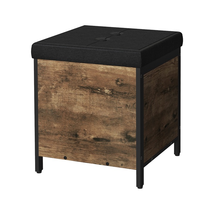 Taburet cu spatiu depozitare Spacetronik Funky Furniture, maro/negru, pentru interior/exterior