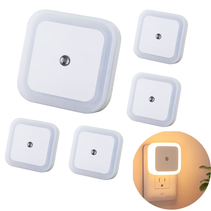 Set de 5 veioze inteligente, senzor automat, lumina moale, multicolor