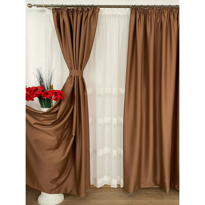 Set doua draperii blackout, culoare milk chocolate, colectia "Monocrom Signature" by Liz Line cu rejansa 2x140x245cm - DR414