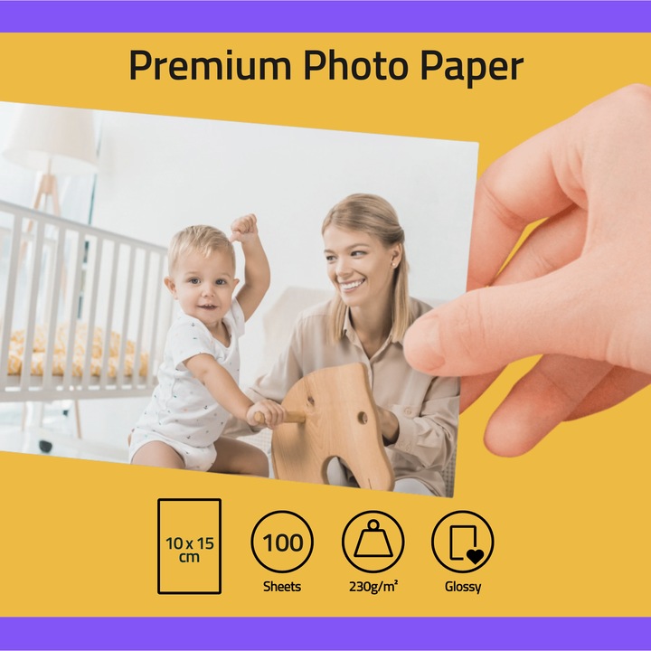 Hartie foto Premium Photo Paper 4R 10x15cm, 230g/m², Glossy – Pachet 100 foi