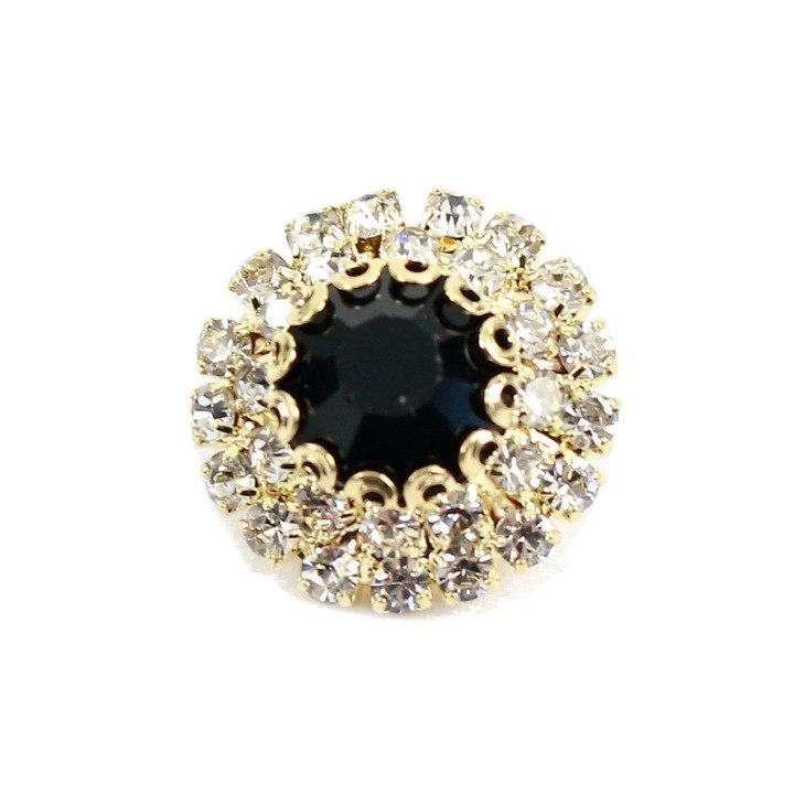 Nasturi metalici cu picior si strasuri, diametru 15 mm