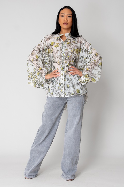 Butterfly Garden törtfehér hosszú ujjú ing 15513, Fehér, One Size