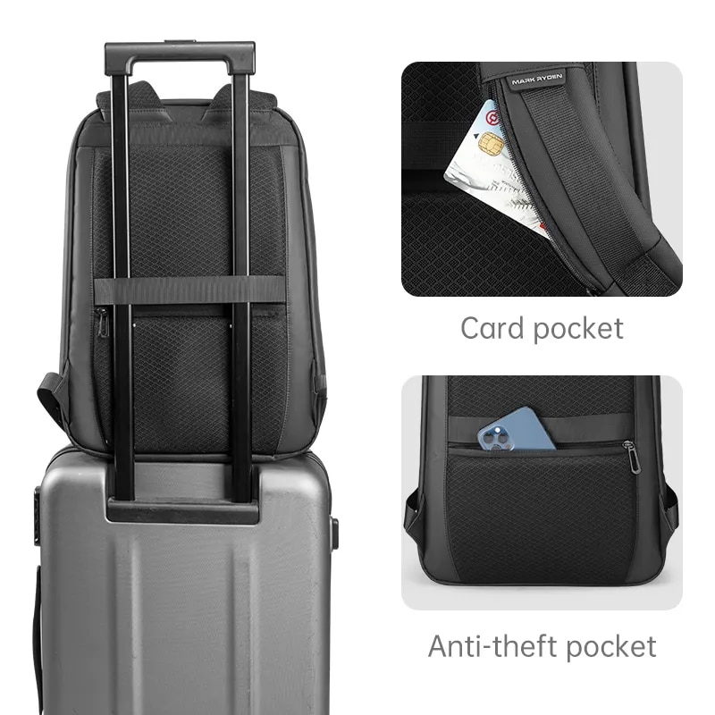 Rucsac/Ghiozdan Mark Ryden, compatibil cu laptop 17.3 inch si tableta 11 inch, 20L, port USB, full impermeabil, buzunar antifurt, unisex, ergonomic, negru