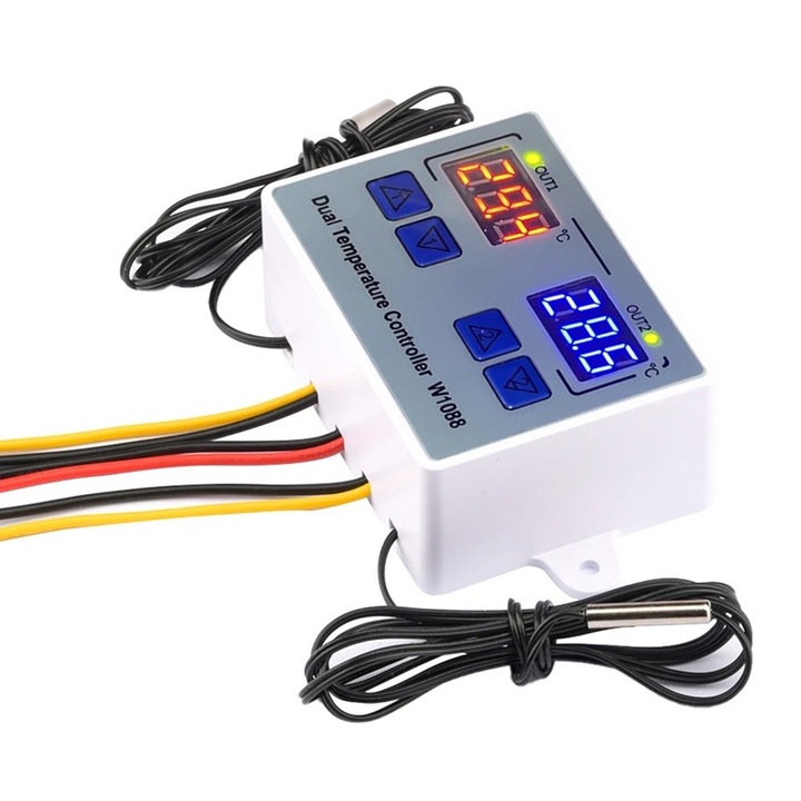 Termostat comutator de temperatura reglabil cu dublu control si afisaj digital, W1088, AC 220V