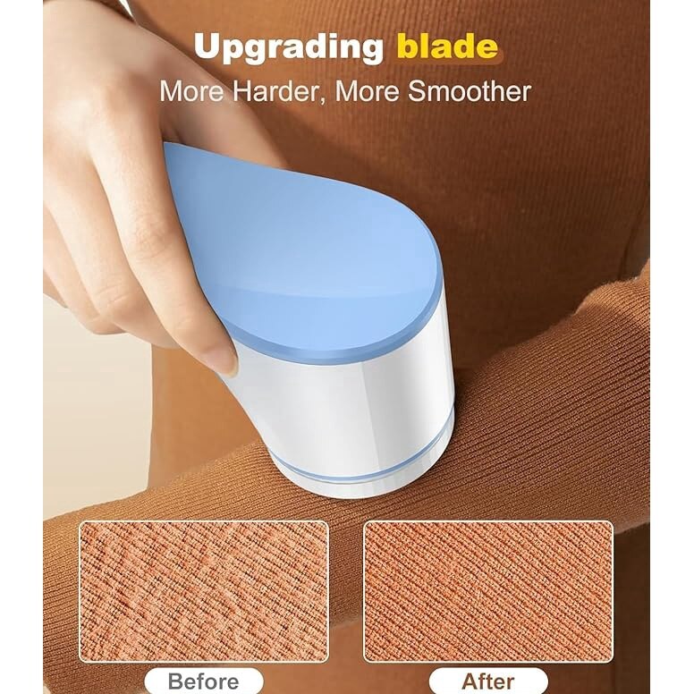 Mini dispozitiv de curatat scamele ANGMAD 7x5x10cm, necesita o bateria R14(neinclusa), autonomie pana la 5h de functionare, recipient de colectare a scamelor, culoare: alb-albastru