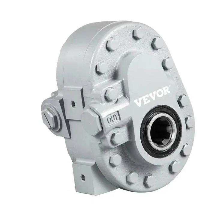 Hidraulikus TLT szivattyú, 16.6 GPM áramlás, 2500 PSI, SAE 12 és SAE 16 csatlakozók, öntöttvas, ezüst