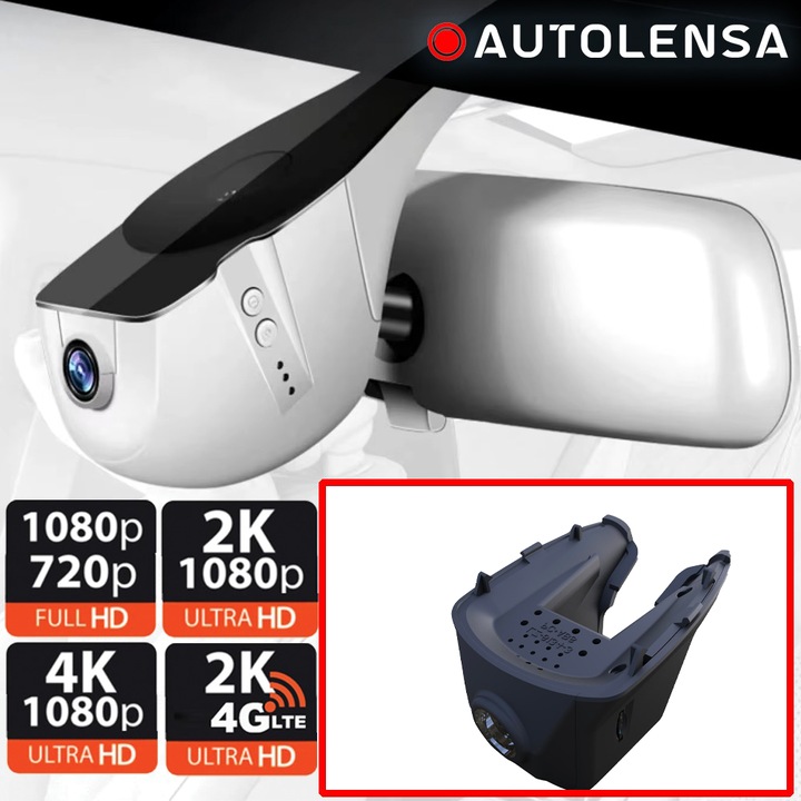 Видеорегистратор, Tesla Model X 2017, DVR, 1080p Autolensa предна камера, модел 24/7 черен TSL02, черен, преден 2K