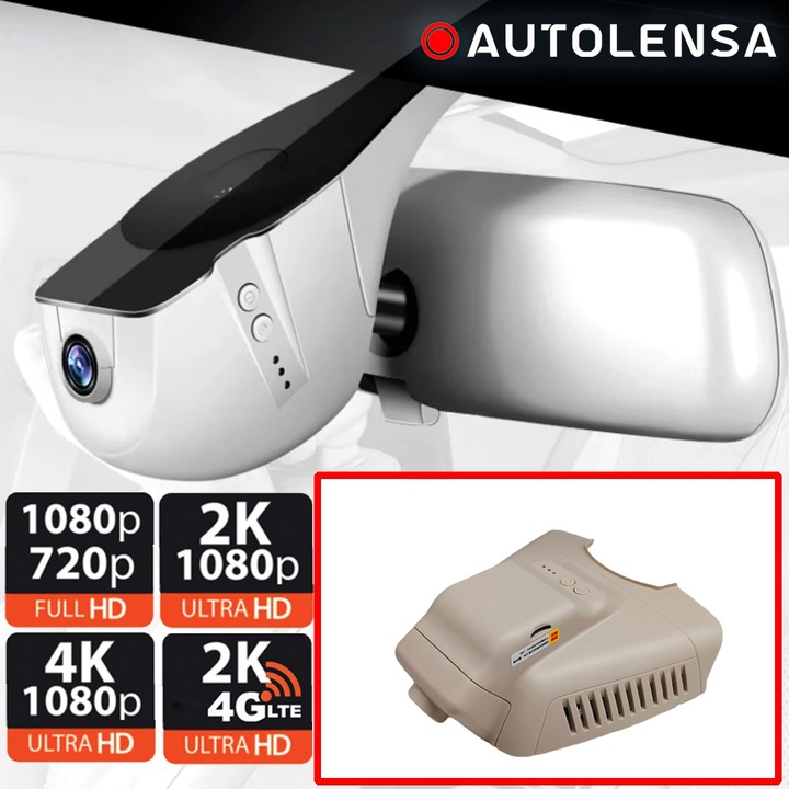 Видеорегистратор за Mercedes-Benz W212 ниска версия, предна камера 1080p Autolensa, модел 24/7 бежов MB-5, сив, предна+задна 1080p-720p