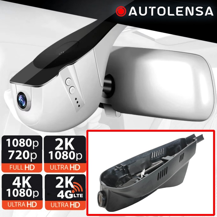 Peugeot 2008 2015-18 DVR камера, 1080p Autolensa предна камера, модел 24/7 черен PE04, черен, преден 2K и 4G