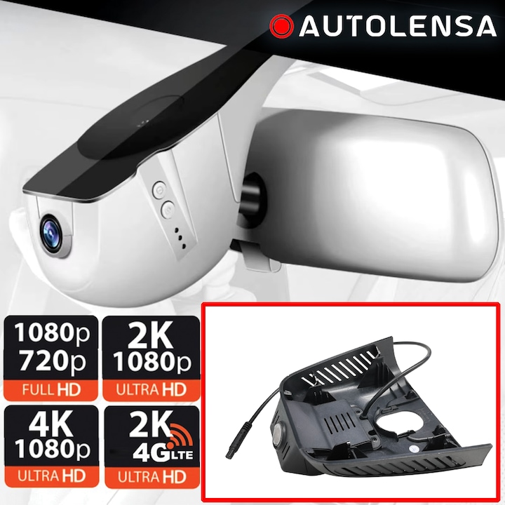DVR камера Mercedes-Benz GLA, GLB, EQB 2019-2024, предна камера 1080p Autolensa, Модел 24/7 Черен MB-33, Черен, Предна+Задна 1080p-720p
