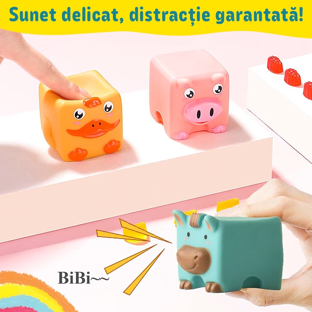 Set cuburi moi interactive in forma de animalute pentru bebelusi ...
