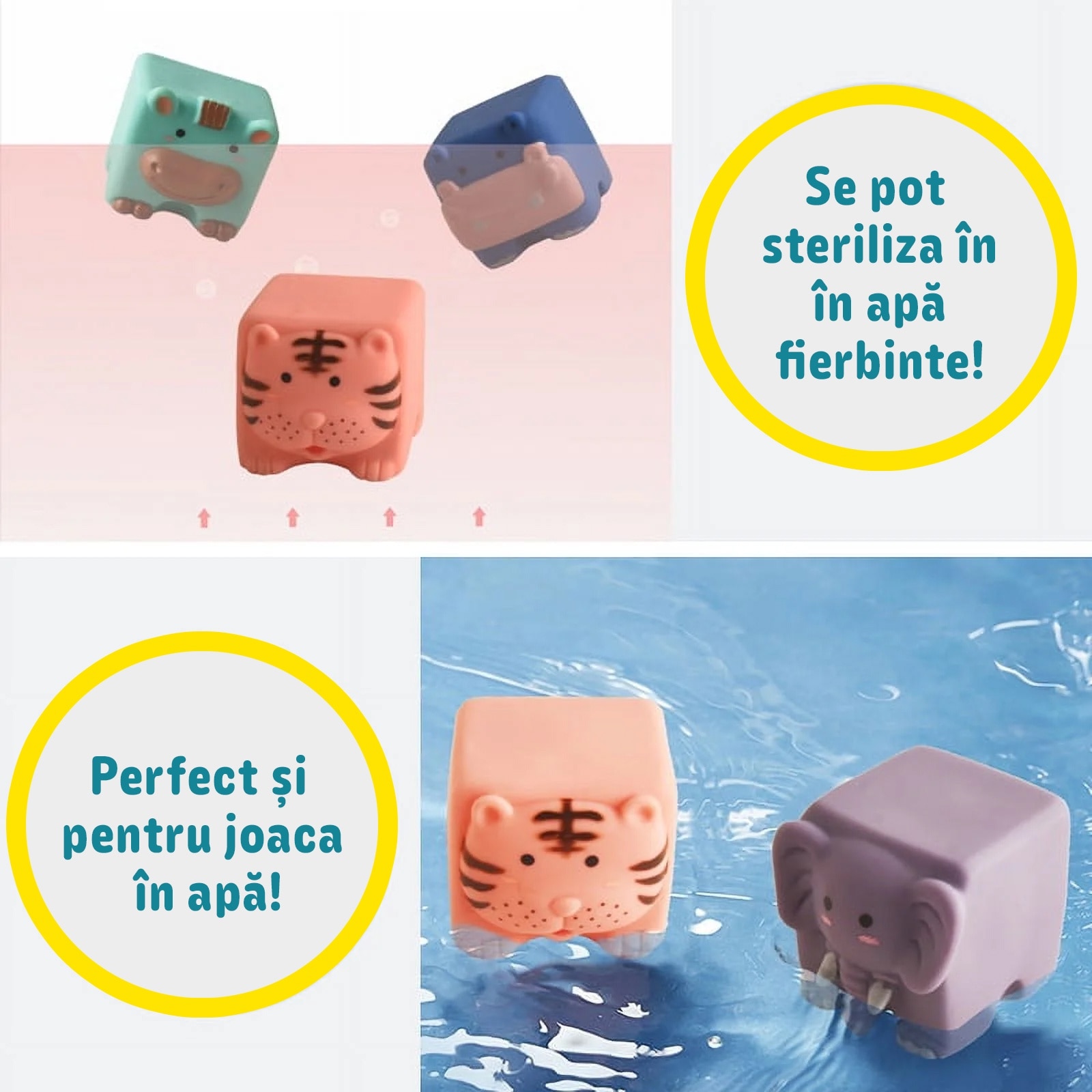 Set cuburi moi interactive in forma de animalute pentru bebelusi ...