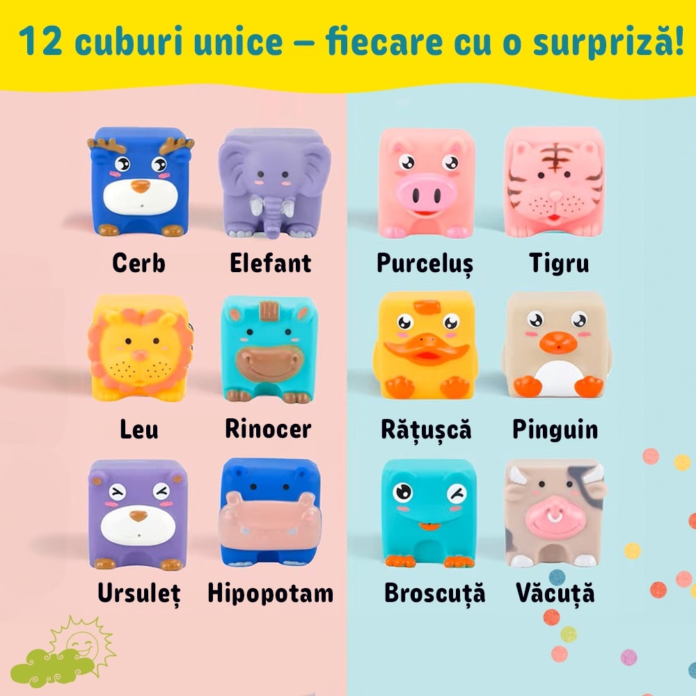 Set cuburi moi interactive in forma de animalute pentru bebelusi ...