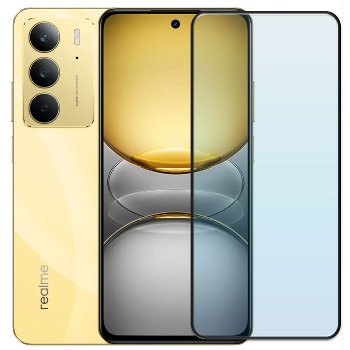 Folie din sticla securizata pentru Realme C75, HAMSTERBOX Glass Shield, Protectie completa ecran, Full face, Aplicare rapida, Case Friendly, Transparenta