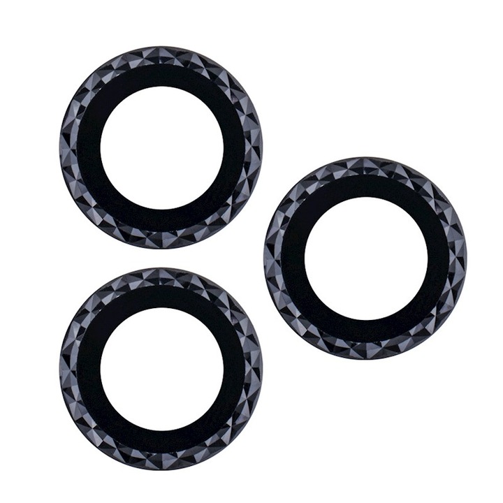 Folie sticla pentru protectie camera spate, compatibila iPhone 13 si 13 Mini, negru rhombus