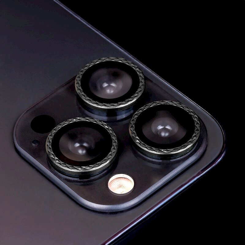 Folie sticla pentru protectie camera spate, compatibila iPhone 13 si 13 Mini, negru rhombus
