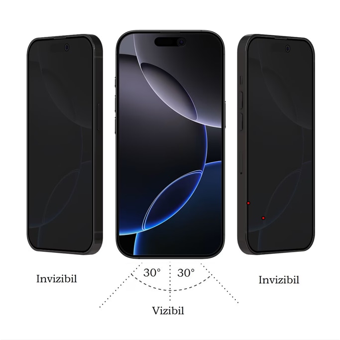 Folie Sticla, Compatibil Apple iPhone 16e, Protectie Profesionala Ecran 3D, Full Cover, Model Privacy