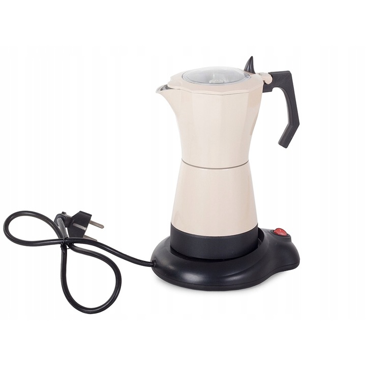 Електрически филтър за кафе, Zola, алуминий, 300 ml, за 6 чаши, 480 W, ергономична дръжка, неплъзгащи се крачета, бежово/черно