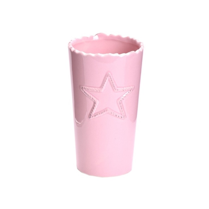 Pink kerámia váza csillag mintával_BLOKK