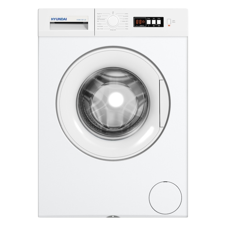 Masina de spalat rufe Hyundai HY WM 1007 L 25, Alba, display LED, 7kg, 1000 RPM, Incarcare Frontala, 15 programe