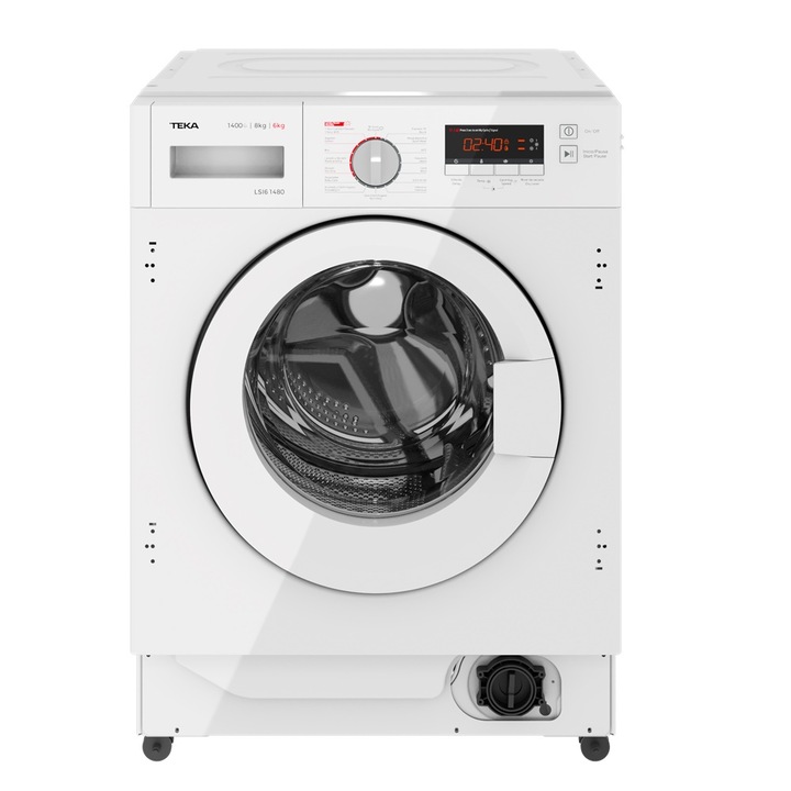 Masina de spalat rufe cu uscator incorporabila Teka LSI6 1480, 8 kg, 6 kg capacitate de uscare, 1400 rpm, 16 programe de spalare, 60 cm, motor invertor, Clasa E