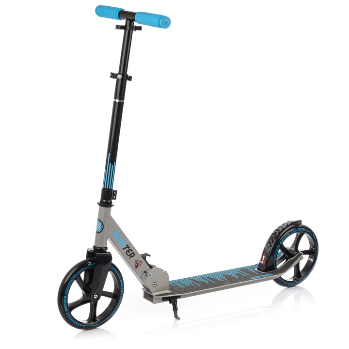 Trotineta, Meteor, Blaster, Albastru, Pentru copii si adulti, Inaltime ghidon reglabila, Roti din poliuretan de 200mm, Frana spate, Structura pliabila, Sarcina maxima 100kg, Conform standardului en 14619