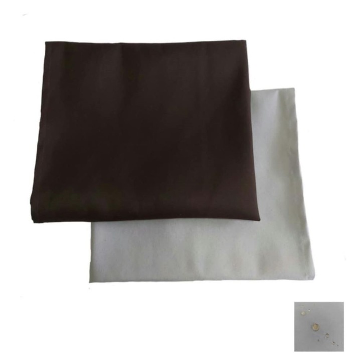 Set 2 mini fata de masa, impermeabila, Atelier Mosorel, uni, gri/maro, densitate 190g/m2, teflonata, 105x60 cm