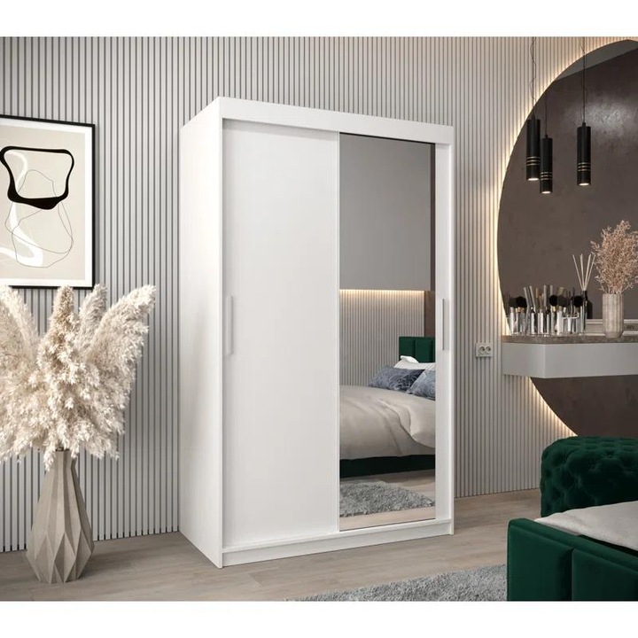 Dressing Ana, 120x60x200cm, cu oglinda, Alb, Pal 18 mm