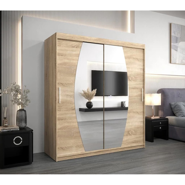 Dressing Cami, 160x60x200cm, cu oglinda, Sonoma, Pal 18 mm