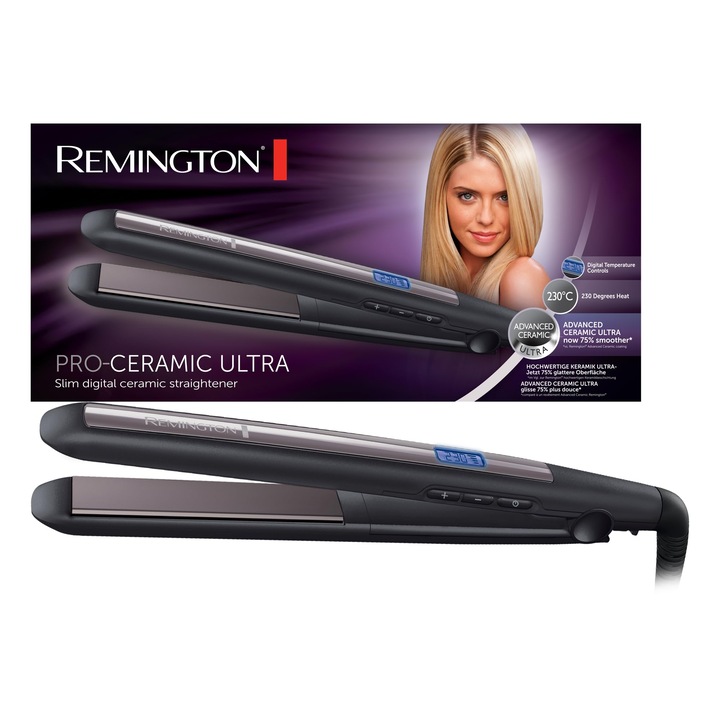 Преса за коса Remington Pro-Ceramic Ultra Straightening Plate (High Quality Ultra-Ceramic Coating) LCD дисплей, 150-230°C, S5505