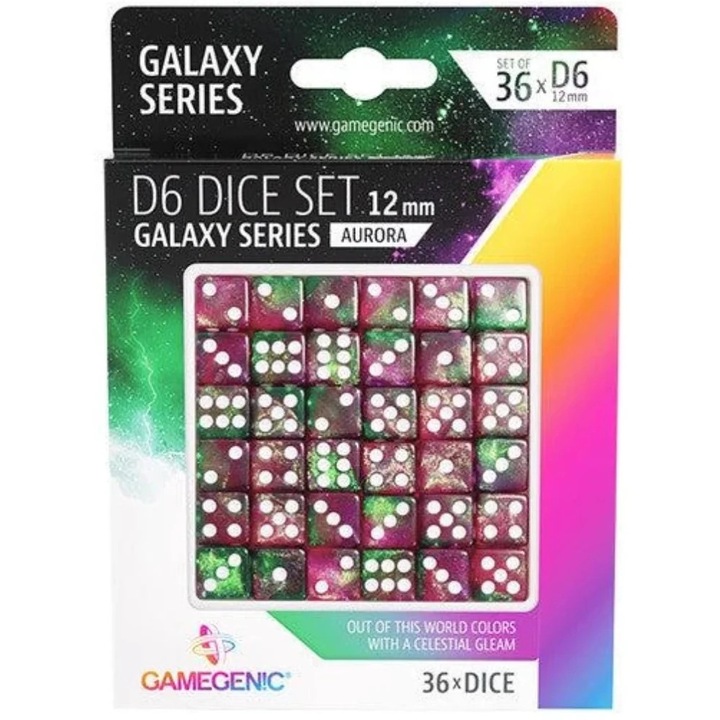 Set 36 Zaruri Gamegenic, Galaxy Series, D6, 12 mm, Aurora